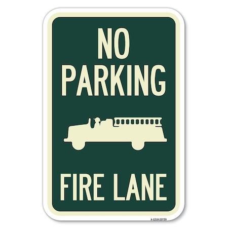 No Parking Fire Lane Fire Truck Symbol Heavy-Gauge Aluminum Sign